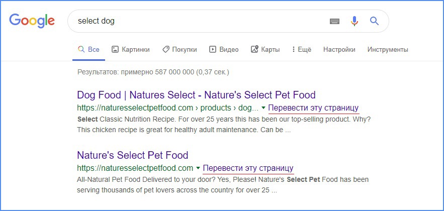 Функция перевода страниц в поисковике Google